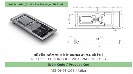 KAPALI KASA BUYUK GOMME KILIT KROM ASMA KLITLI